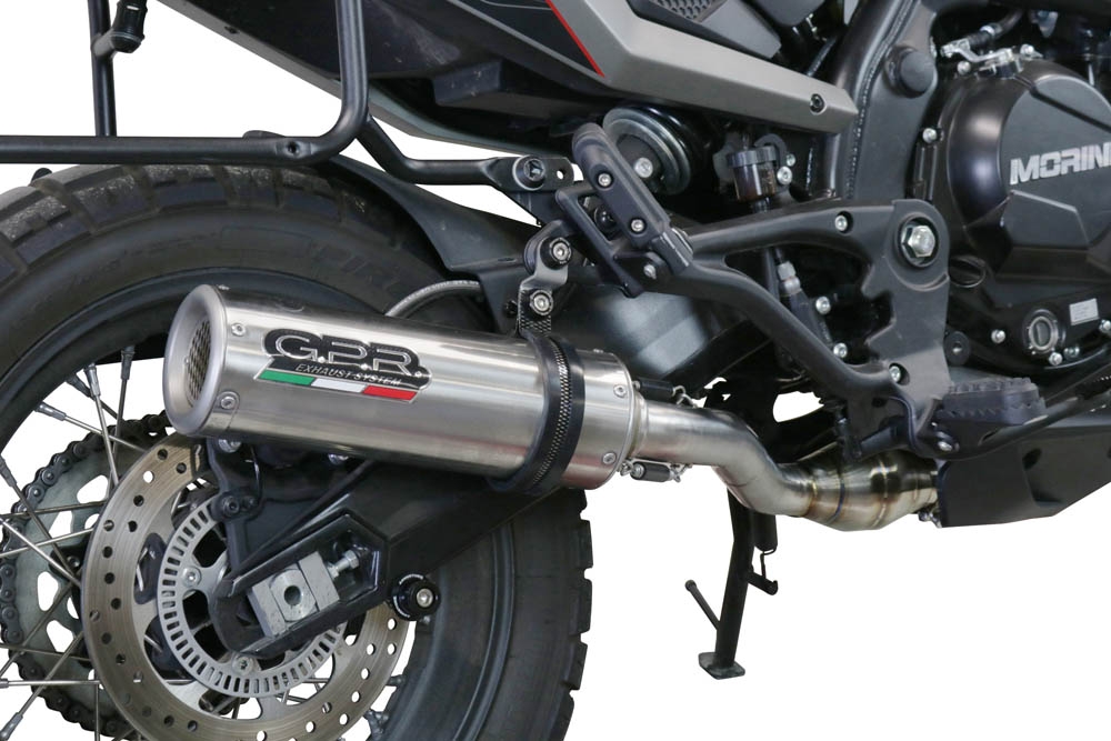Exhaust system compatible with Moto Morini X-CAPE 650 2021-2023, M3 Inox , Homologated legal Mid-full system exhaust, including removable db killer and catalyst 