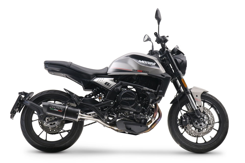 Exhaust compatible with Moto Morini Seiemmezzo Scr 2022-2024, Furore Evo4 Nero, Homologated legal Mid-full system exhaust, including removable db killer and catalyst 