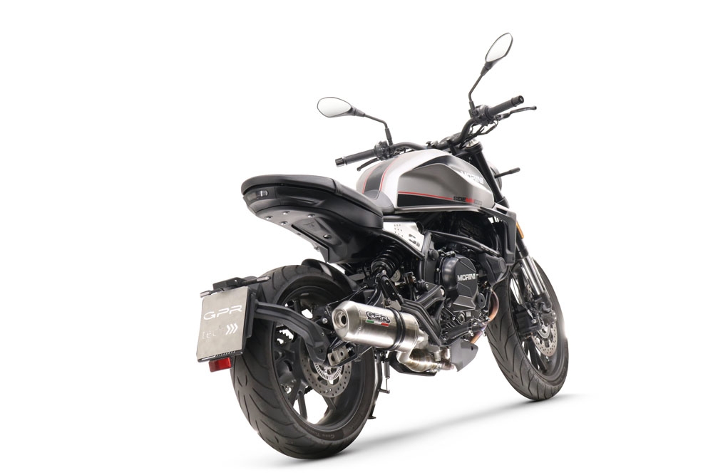 Scarico compatibile con Moto Morini Seiemmezzo Scr 2022-2024, Satinox , Scarico semi-completo omologato,fornito con db killer estraibile,catalizzatore e collettore
