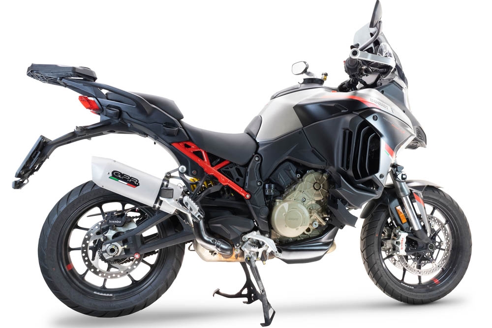Scarico compatibile con Ducati Multistrada V4 Grand Tour 2024-2025, Albus Evo4, Scarico omologato, silenziatore con db killer estraibile e raccordo specifico