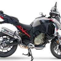 Scarico compatibile con Ducati Multistrada V4 Rally 2023-2024, Dual Inox, Scarico omologato, silenziatore con db killer estraibile e raccordo specifico