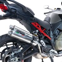 Scarico compatibile con Ducati Multistrada V4 Rally 2023-2024, Dual Inox, Scarico omologato, silenziatore con db killer estraibile e raccordo specifico