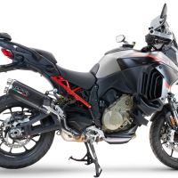 Scarico compatibile con Ducati Multistrada V4 Rally 2023-2024, Dual Poppy, Scarico omologato, silenziatore con db killer estraibile e raccordo specifico