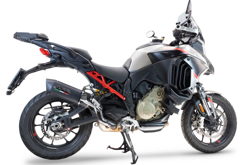 Exhaust compatible with Ducati Multistrada V4 Grand Tour 2024-2025, Furore Evo4 Nero, Homologated legal slip-on exhaust including removable db killer and link pipe 