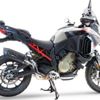 Exhaust compatible with Ducati Multistrada V4 Grand Tour 2024-2025, Furore Evo4 Nero, Homologated legal slip-on exhaust including removable db killer and link pipe 