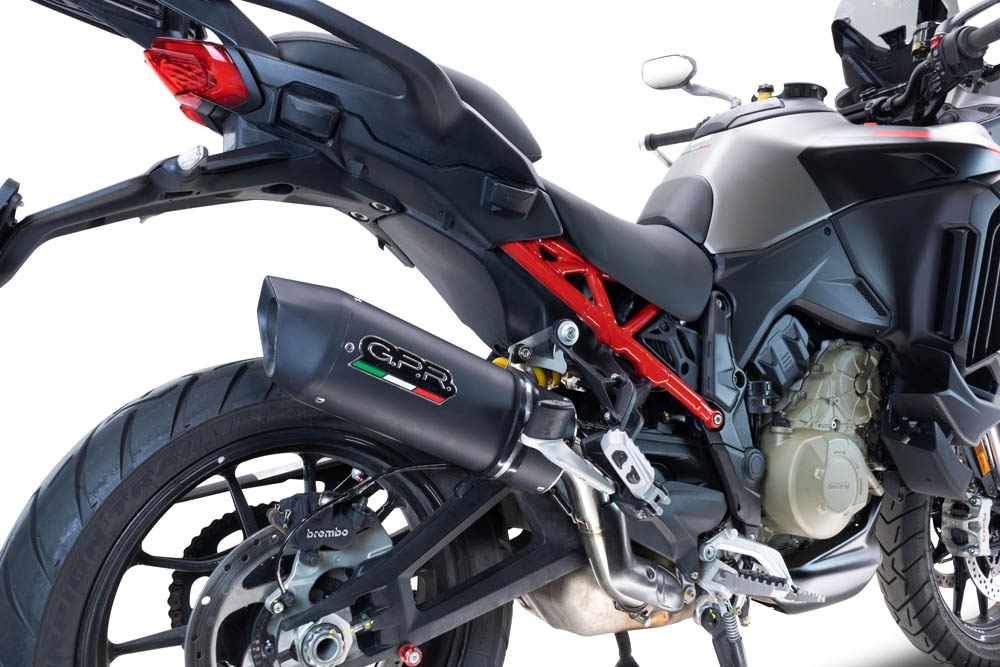 Exhaust compatible with Ducati Multistrada V4 Grand Tour 2024-2025, Furore Evo4 Nero, Homologated legal slip-on exhaust including removable db killer and link pipe 