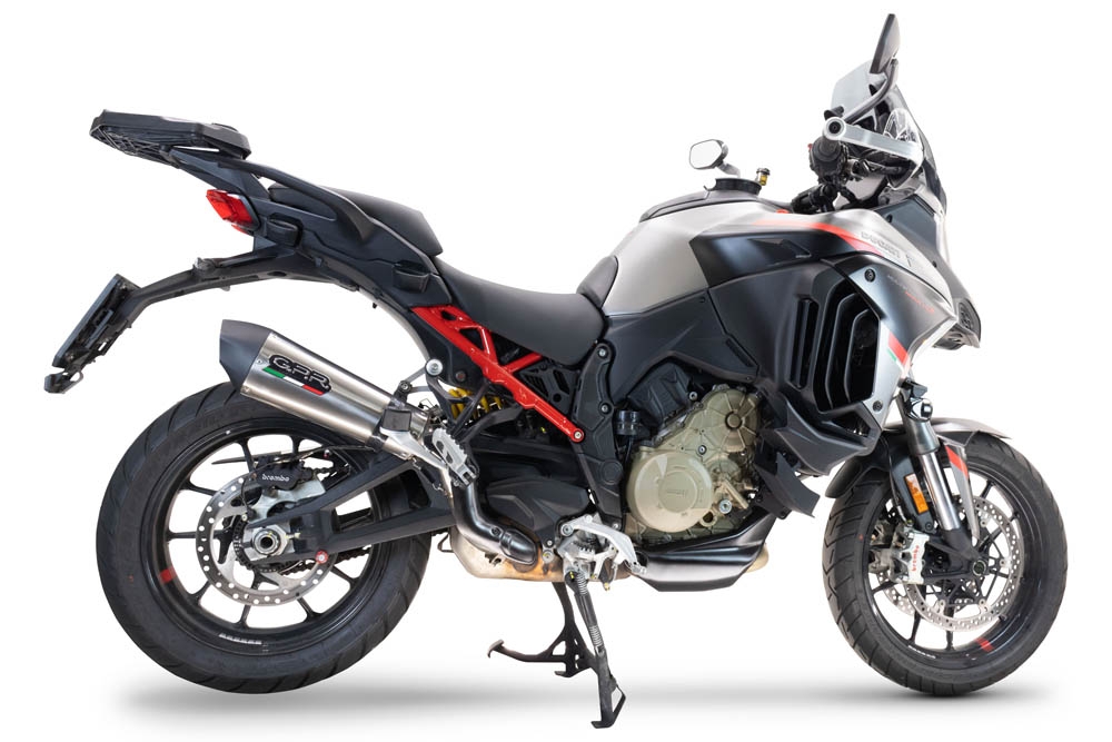 Exhaust compatible with Ducati Multistrada V4 Rally 2023-2024, GP Evo4 Titanium, Homologated legal slip-on exhaust including removable db killer and link pipe 