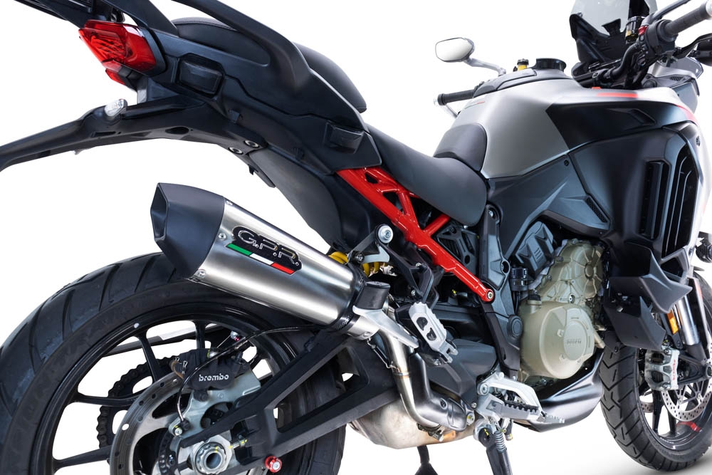 Exhaust compatible with Ducati Multistrada V4 Rally 2023-2024, GP Evo4 Titanium, Homologated legal slip-on exhaust including removable db killer and link pipe 
