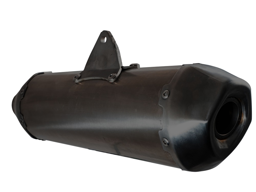 Exhaust system compatible with Zontes M 125 2022-2024, Pentaroad Black, Homologated legal full system exhaust, including removable db killer and catalyst 