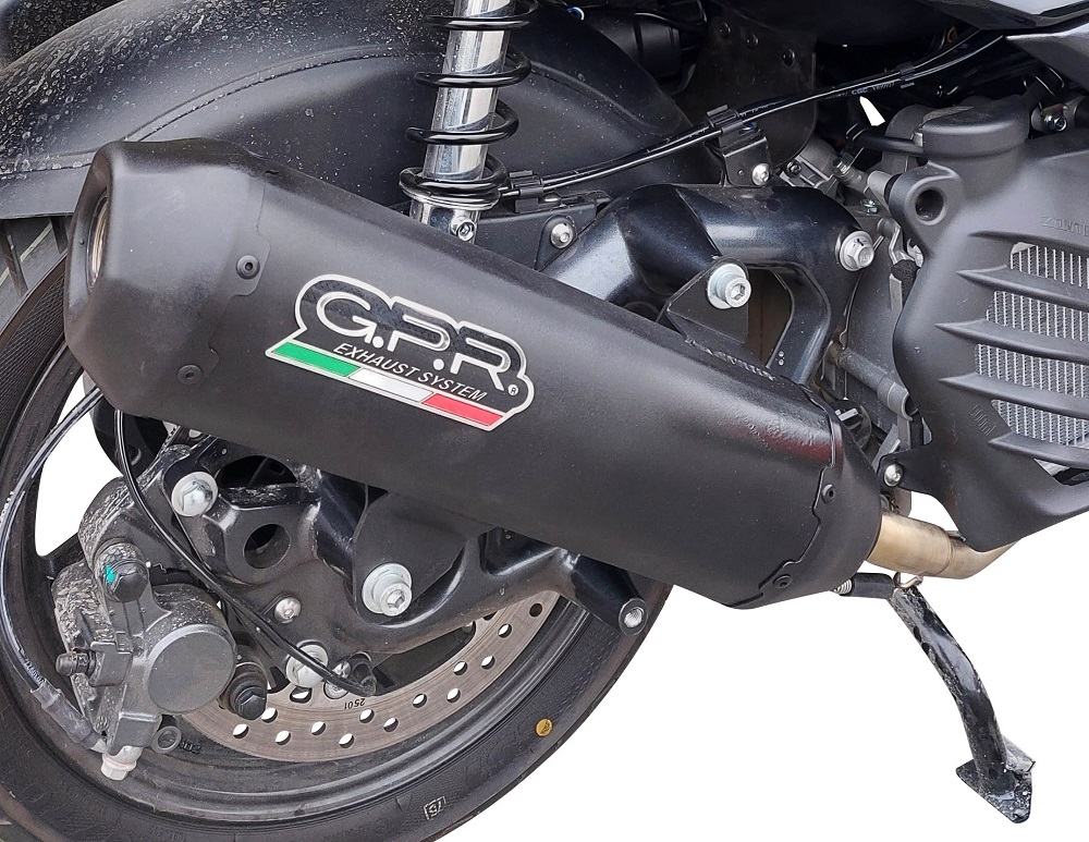 Scarico compatibile con Bmw C 400 X -GT 2021-2024, Pentaroad Black, Terminale di scarico omologato,fornito con db killer estraibile,catalizzatore e collettore