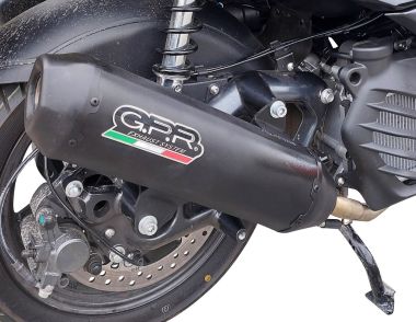 Exhaust system compatible with Bmw C 400 X / GT 2019-2020, Pentaroad Black, Homologated legal slip-on exhaust including removable db killer, link pipe and catalyst 