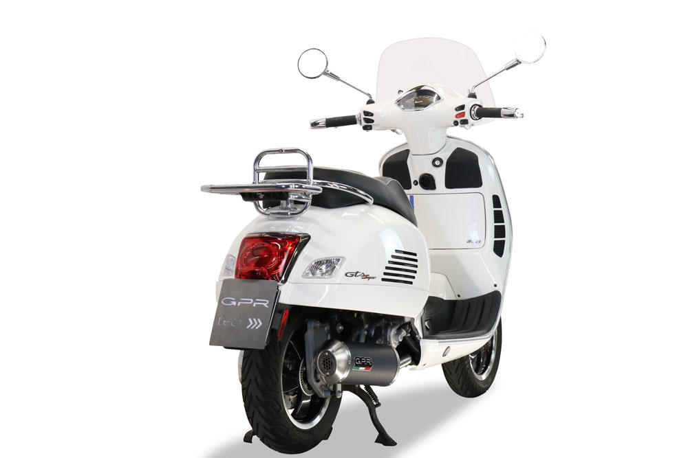 Exhaust system compatible with Piaggio Vespa Gt - Gtv 250 I.E. 2007-2009, Evo4 Road, Homologated legal full system exhaust, including removable db killer and catalyst 