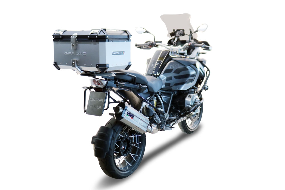 TOP CASE - BAULETTO GPR TECH COMPATABILE CON Bmw R 1250 Gs Adventure 2021/2024 e5 GPR TECH BAULETTO TOP CASE ALPI-TECH 55 LT COLORE ARGENTO CON PIASTRA SPECIFICA 