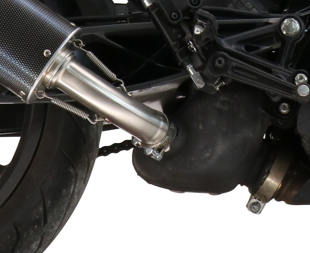 Exhaust system compatible with Ktm Duke 390 2021-2023, M3 Black Titanium, Homologated legal slip-on exhaust including removable db killer and link pipe 