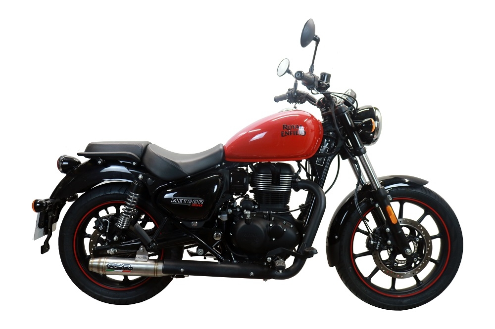 Exhaust compatible with Royal Enfield Meteor 350 2021-2023, Deeptone Inox, Homologated legal slip-on exhaust including removable db killer, link pipe and catalyst 