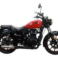 Exhaust compatible with Royal Enfield Meteor 350 2021-2023, Deeptone Inox, Homologated legal slip-on exhaust including removable db killer, link pipe and catalyst 