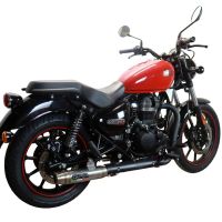 Exhaust compatible with Royal Enfield Meteor 350 2021-2023, Deeptone Inox, Homologated legal slip-on exhaust including removable db killer, link pipe and catalyst 