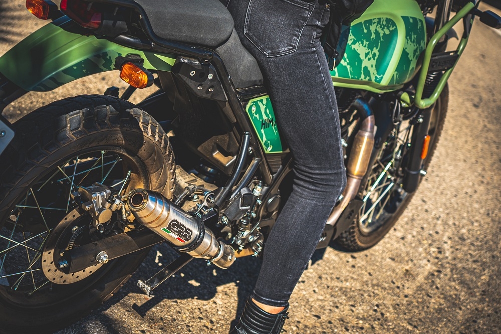 Scarico compatibile con Royal Enfield Himalayan 410 Diam.36mm 2017-2020, Deeptone Inox, Terminale di scarico racing, con raccordo, senza omologazione