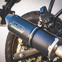 Scarico compatibile con Royal Enfield Himalayan 410 Diam.36mm 2017-2020, Furore Evo4 Nero, Terminale di scarico omologato,fornito con db killer estraibile,catalizzatore e collettore