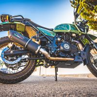 Scarico compatibile con Royal Enfield Himalayan 410 Diam.36mm 2017-2020, Furore Nero, Terminale di scarico racing, con raccordo, senza omologazione