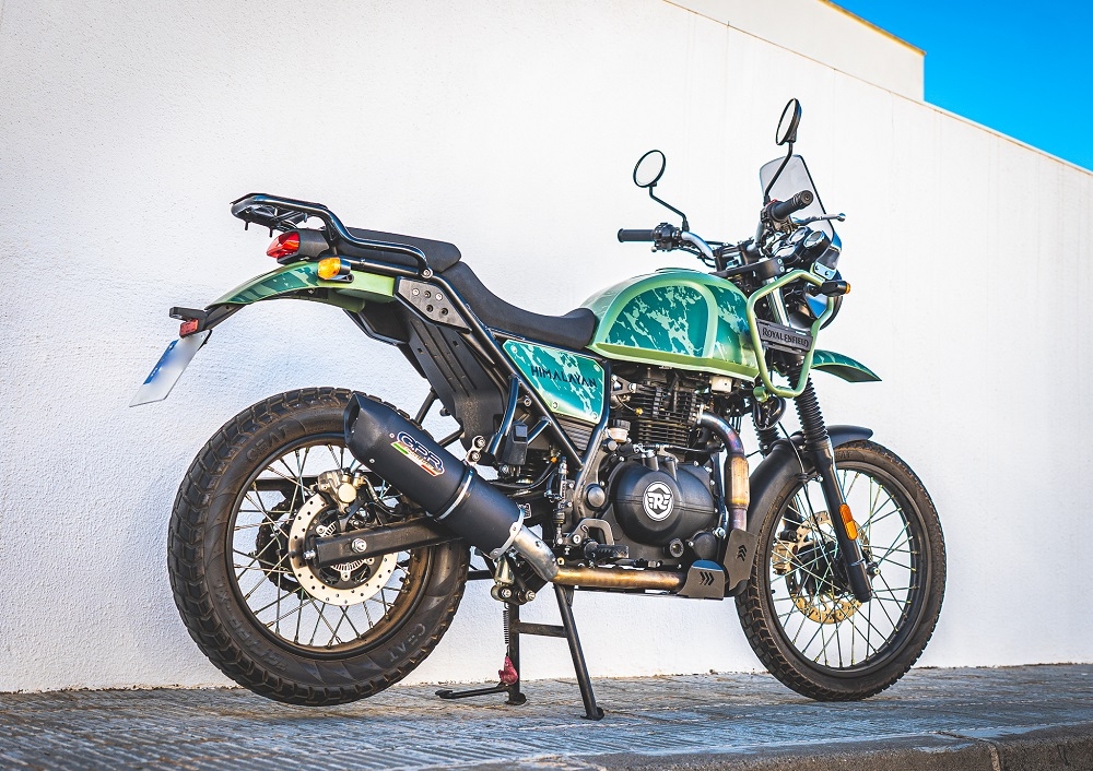 Scarico compatibile con Royal Enfield Himalayan 410 DIAM 42.5 2017-2020, Furore Nero, Terminale di scarico racing, con raccordo, senza omologazione