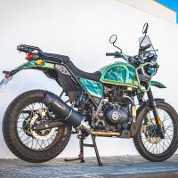 Scarico compatibile con Royal Enfield Himalayan 410 DIAM 42.5 2017-2020, Furore Nero, Terminale di scarico racing, con raccordo, senza omologazione