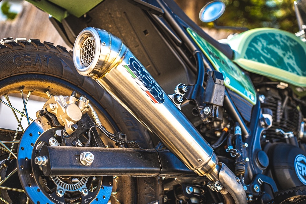 Scarico compatibile con Royal Enfield Himalayan 410 Diam.36mm 2017-2020, Powercone Evo, Terminale di scarico omologato,fornito con db killer estraibile,catalizzatore e collettore