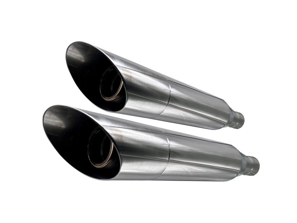 Scarico compatibile con Harley Davidson Sportster 1200 2004-2009, Slash Inox, Coppia di terminali di scarico omologati, forniti con db killer removibili e raccordi specifici