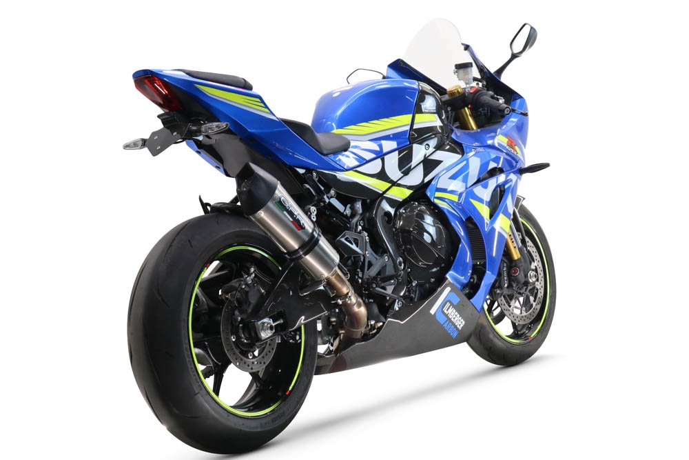 Exhaust system compatible with Suzuki Gsx-R 1000 / 1000 R 2021-2024, Gpe Ann. titanium, Racing slip-on exhaust including link pipe 