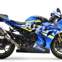 Exhaust system compatible with Suzuki Gsx-R 1000 / 1000 R 2017-2020, M3 Titanium Natural, Homologated legal slip-on exhaust including removable db killer and link pipe 