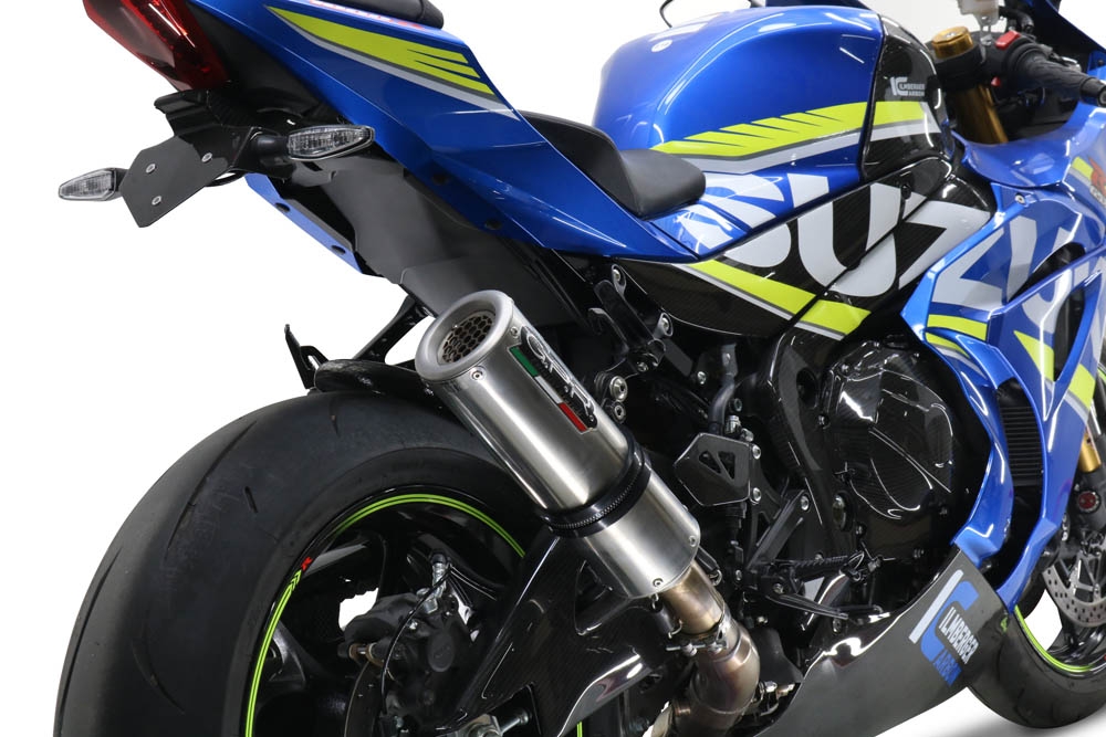 Exhaust system compatible with Suzuki Gsx-R 1000 / 1000 R 2017-2020, M3 Titanium Natural, Homologated legal slip-on exhaust including removable db killer and link pipe 