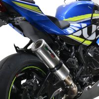 Exhaust system compatible with Suzuki Gsx-R 1000 / 1000 R 2017-2020, M3 Titanium Natural, Homologated legal slip-on exhaust including removable db killer and link pipe 