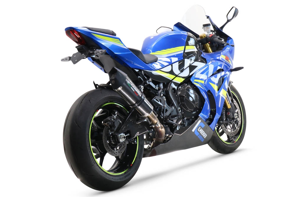 Exhaust system compatible with Suzuki Gsx-R 1000 / 1000 R 2017-2020, GP Evo4 Poppy, Homologated legal slip-on exhaust including removable db killer and link pipe 