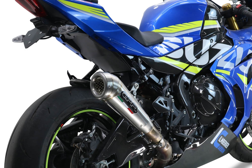 Exhaust system compatible with Suzuki Gsx-R 1000 / 1000 R 2017-2020, Powercone Evo, Homologated legal slip-on exhaust including removable db killer and link pipe 