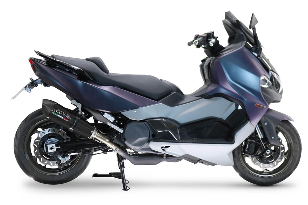 Scarico GPR compatibile con  Sym Maxsym TL 508 2021-2024, New Grand Prix Evo Black Titanium, Scarico omologato, silenziatore con db killer estraibile e raccordo specifico