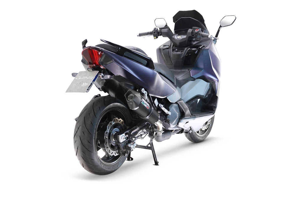 Scarico GPR compatibile con  Sym Maxsym TL 508 2021-2024, New Grand Prix Evo Black Titanium, Scarico omologato, silenziatore con db killer estraibile e raccordo specifico