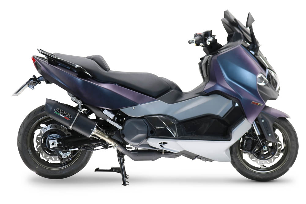 Exhaust compatible with Sym Maxsym TL 508 2021-2024, Furore Evo4 Nero, Homologated legal slip-on exhaust including removable db killer and link pipe 