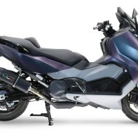 Exhaust compatible with Sym Maxsym TL 508 2021-2024, Furore Evo4 Nero, Homologated legal slip-on exhaust including removable db killer and link pipe 