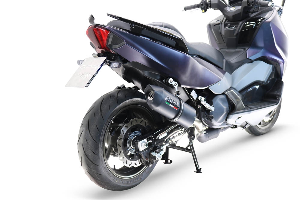 Exhaust compatible with Sym Maxsym TL 508 2021-2024, Furore Evo4 Nero, Homologated legal slip-on exhaust including removable db killer and link pipe 