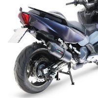 Exhaust compatible with Sym Maxsym TL 508 2021-2024, Furore Evo4 Nero, Homologated legal slip-on exhaust including removable db killer and link pipe 