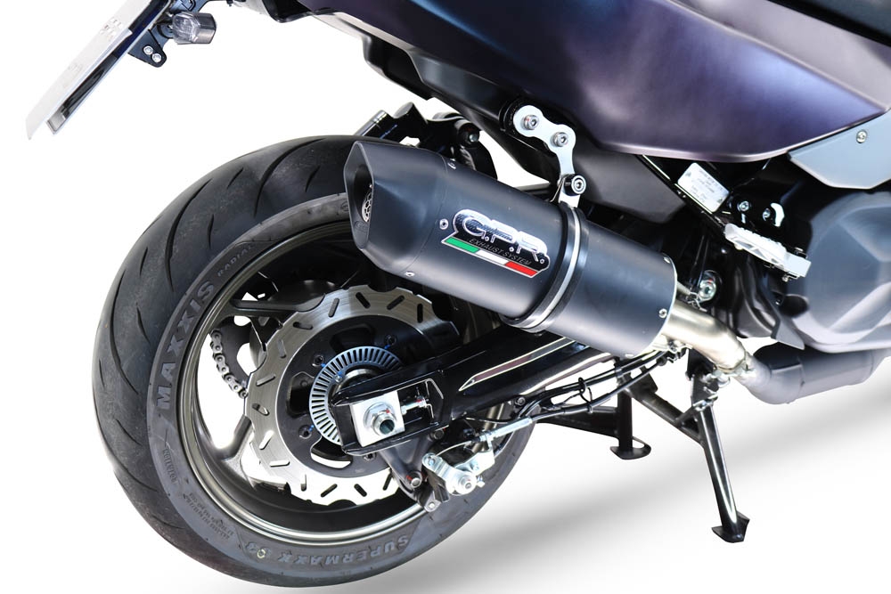 Exhaust compatible with Sym Maxsym TL 508 2021-2024, Furore Evo4 Nero, Homologated legal slip-on exhaust including removable db killer and link pipe 