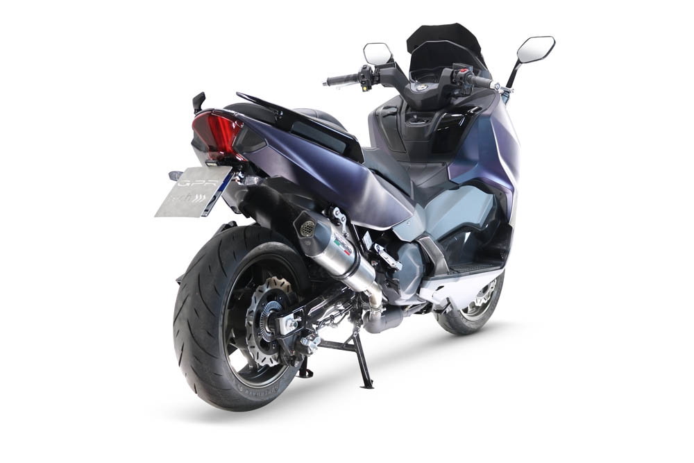 Scarico compatibile con Sym Maxsym TL 508 2021-2024, GP Evo4 Titanium, Scarico omologato, silenziatore con db killer estraibile e raccordo specifico