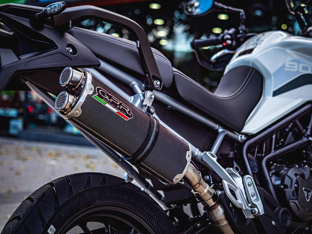 Exhaust compatible with Triumph Tiger 900 2020-2023, Dual Poppy, Homologated legal slip-on exhaust including removable db killer and link pipe 