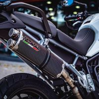 Exhaust system compatible with Triumph Tiger 850 2023-2024, Dual Poppy, Homologated legal slip-on exhaust including removable db killer and link pipe 