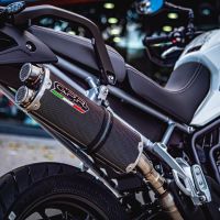 Scarico compatibile con Triumph Tiger 850 2023-2024, Dual Poppy, Scarico omologato, silenziatore con db killer estraibile e raccordo specifico