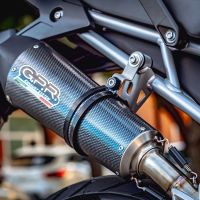 Scarico compatibile con Triumph Tiger 850 2020-2024, GP Evo4 Poppy, Scarico omologato, silenziatore con db killer estraibile e raccordo specifico