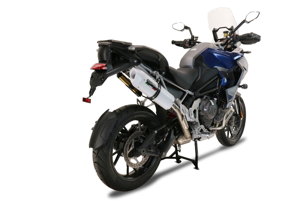 Scarico compatibile con Triumph Tiger 1200 Gt - Rally 2022-2024, Albus Evo4, Scarico omologato, silenziatore con db killer estraibile e raccordo specifico
