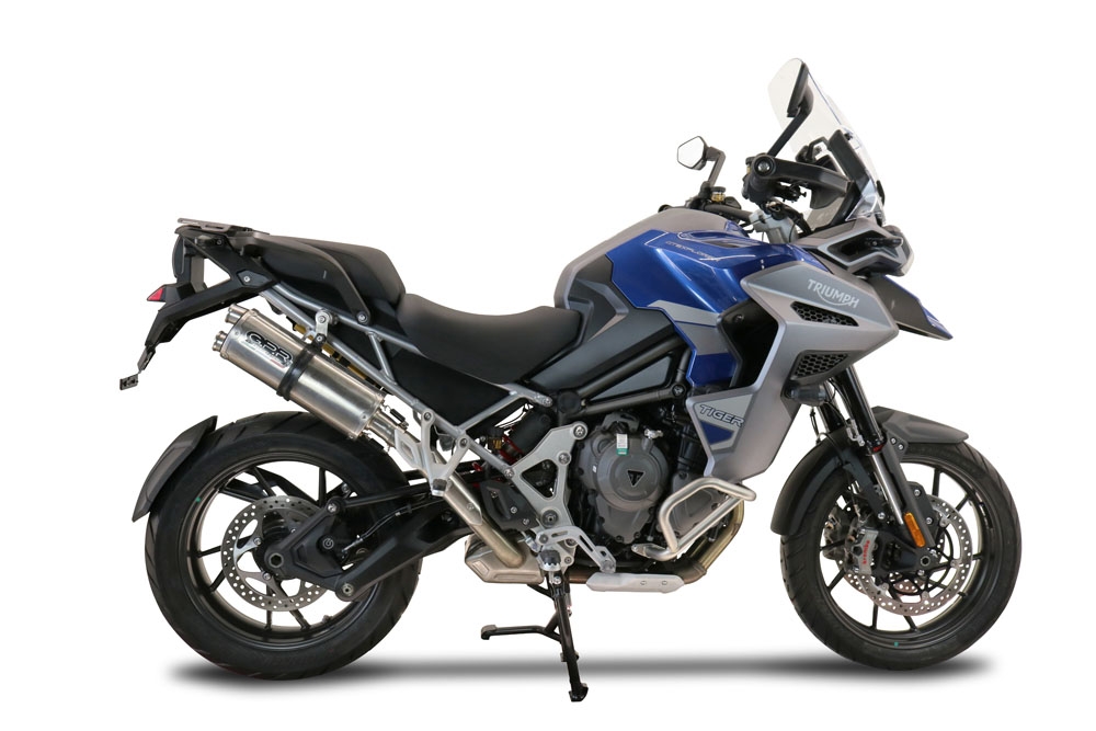 Exhaust compatible with Triumph Tiger 1200 Gt - Rally 2022-2024, Dual Inox, Homologated legal slip-on exhaust including removable db killer and link pipe 