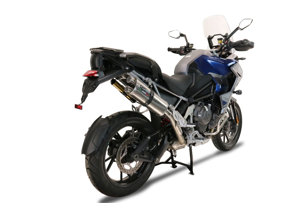 Exhaust compatible with Triumph Tiger 1200 Gt - Rally 2022-2024, Dual Inox, Homologated legal slip-on exhaust including removable db killer and link pipe 