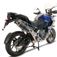 Scarico compatibile con Triumph Tiger 1200 Gt - Rally 2022-2024, Dual Poppy, Scarico omologato, silenziatore con db killer estraibile e raccordo specifico